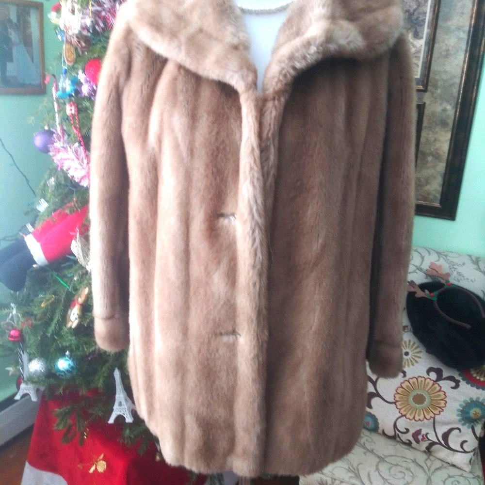 Faux fur warm caramel colored soft jacket